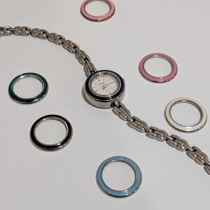 Silver Women's Watch with Interchangeable Bezels